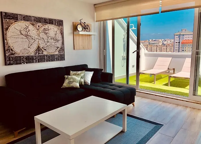 Apartamento Con Terraza, Barbacoa Y Vistas Al Mar * A Coruña